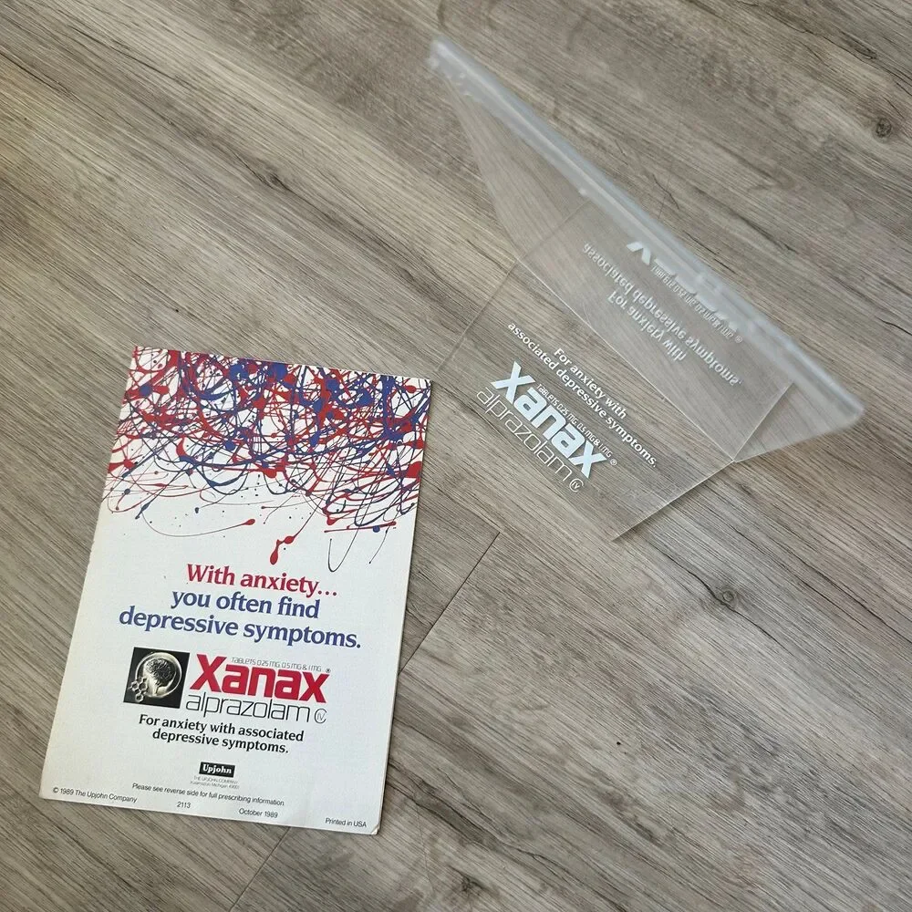 Vintage 1989 Upjohn Pharmaceuticals Merch Acrylic Frame & Info Page Xanax - Picture 7 of 9